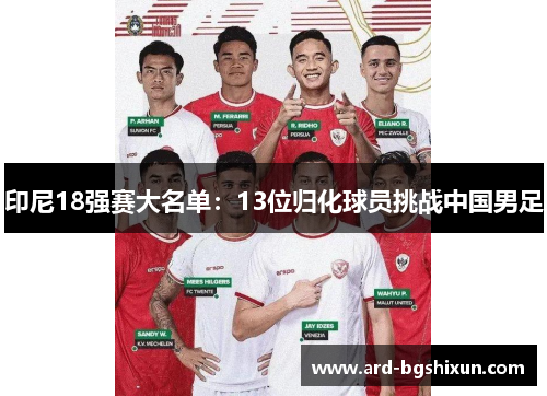 印尼18强赛大名单：13位归化球员挑战中国男足